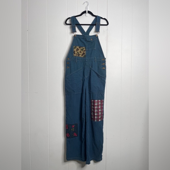 Urban Outfitters Pants - Urban Outfitters Blue Patchwork Corduroy Overalls Women's Small
